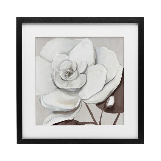 Stupell Industries Elegant White Blooms Framed Print Under Glass, design by Hannah Dawson